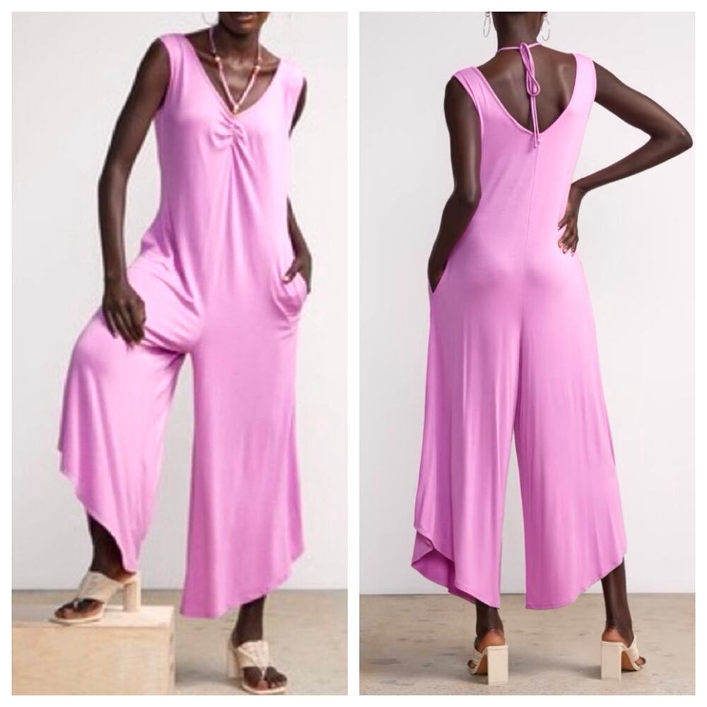 New York & Co. | Beaded Halter Neck Jumpsuit Violet. NWT. Size medium